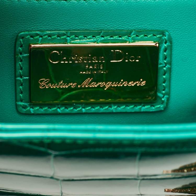 Pre Owned Dior Green Alligator Mississippiensis Medium Lady Dior Tote