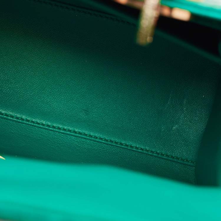 Pre Owned Dior Green Alligator Mississippiensis Medium Lady Dior Tote