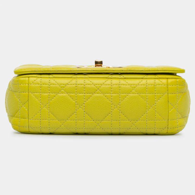 Pre Owned Dior Caro Small Yellow Cannage Calfskin Leather Shoulder Bag