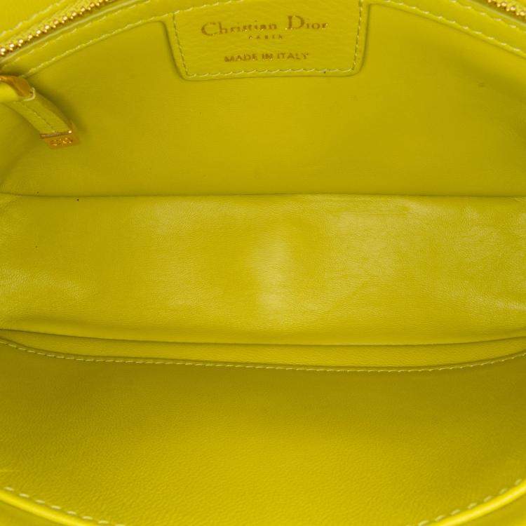 Pre Owned Dior Caro Small Yellow Cannage Calfskin Leather Shoulder Bag
