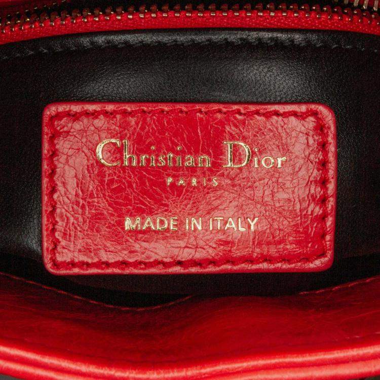 Pre Owned Dior Lady Dior Mini Calfskin Red Sequin Embellished Handbag