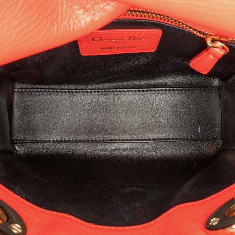 Pre Owned Dior Lady Dior Mini Red Calfskin Sequin Embellished Handbag