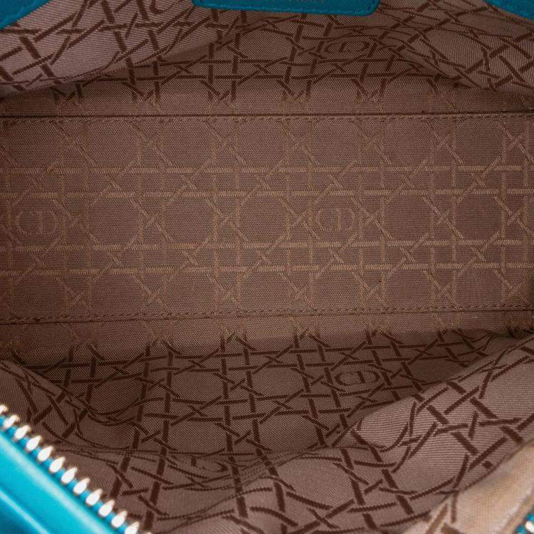 Pre Owned Dior Lady Dior Medium Blue Lambskin Handbag