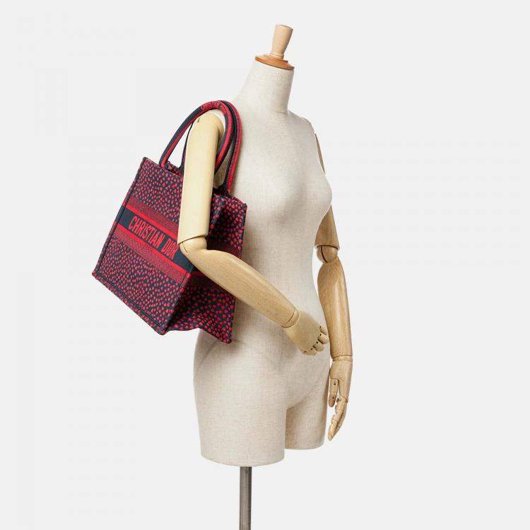 Pre Owned Dior  Pop Hearts I Love Paris Book Tote Red Medium Canvas Tote Bag