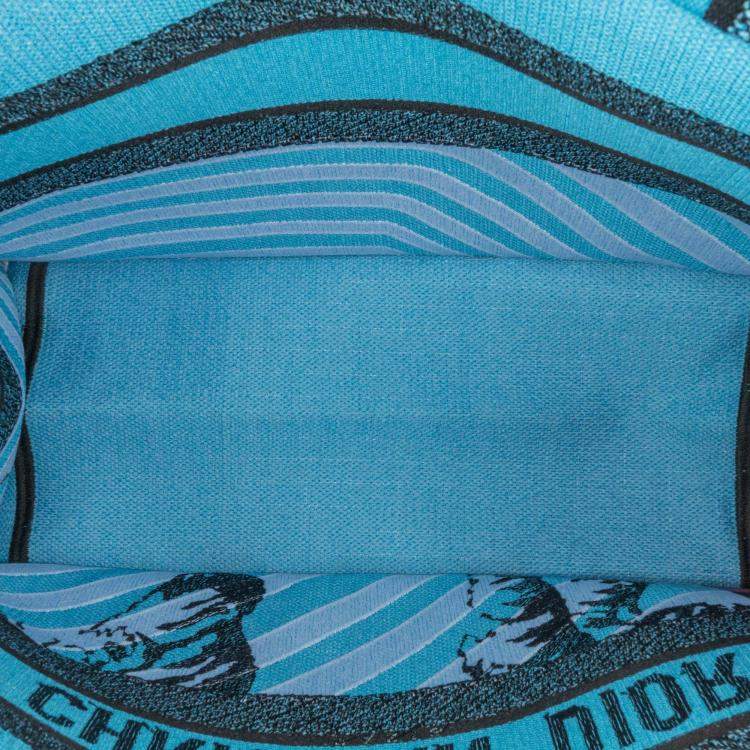 Pre Owned Dior D Jungle Pop Book Tote Blue Medium Multicolor Canvas Tote Bag