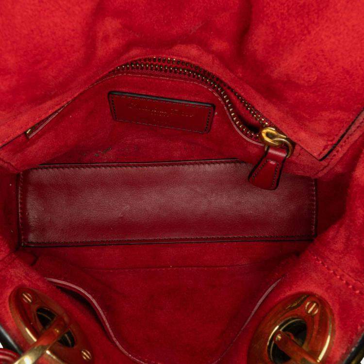 Pre Owned Dior Lady Dior Mini Red Lambskin Studded Handbag