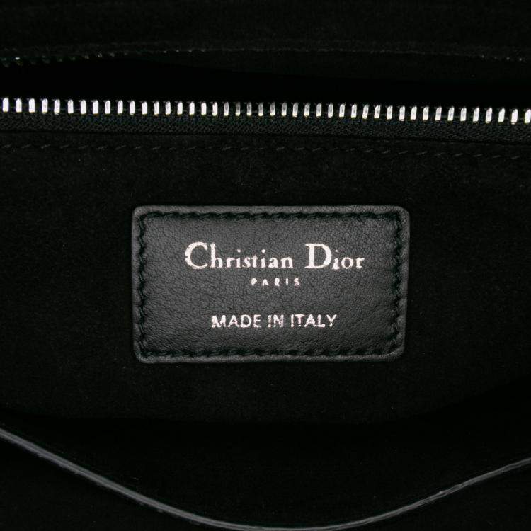 Pre Owned Dior Black White Medium Calfskin Checkered Lady Dior