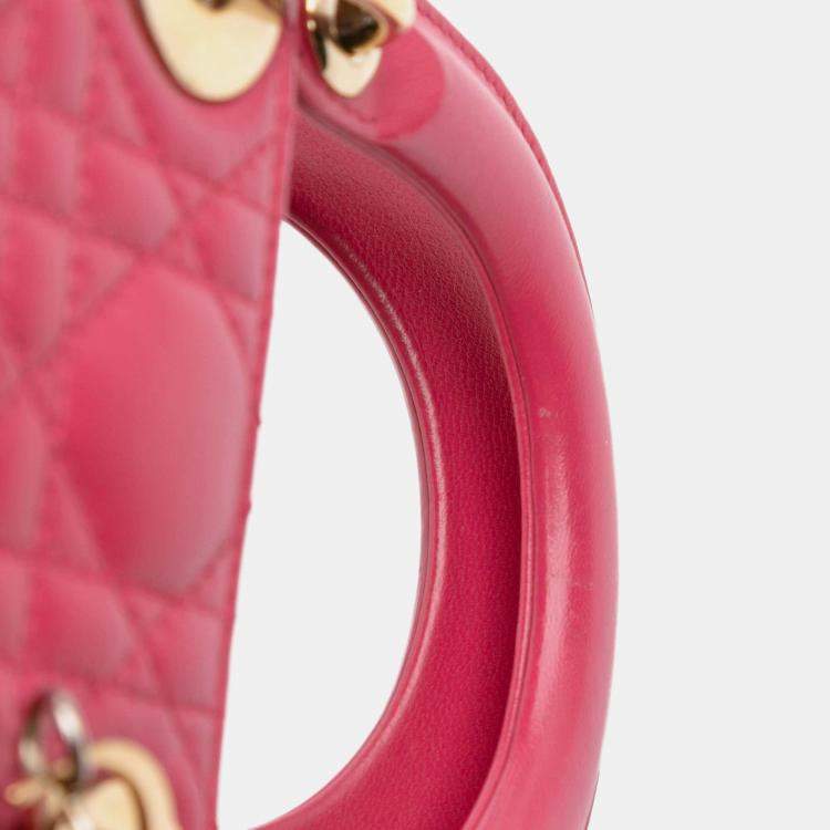 Pre Owned Dior Pink Mini Lambskin Cannage Lady Dior