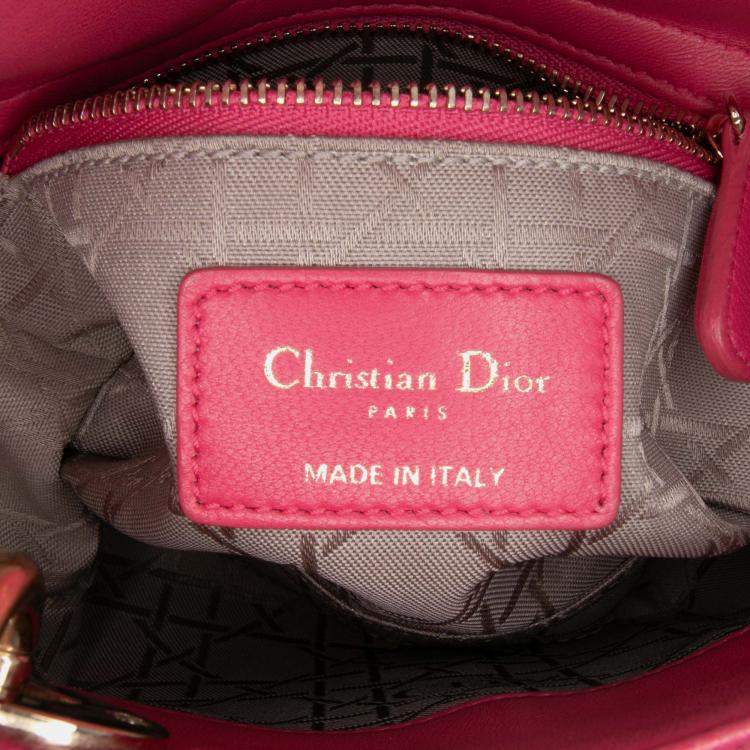 Pre Owned Dior Pink Mini Lambskin Cannage Lady Dior