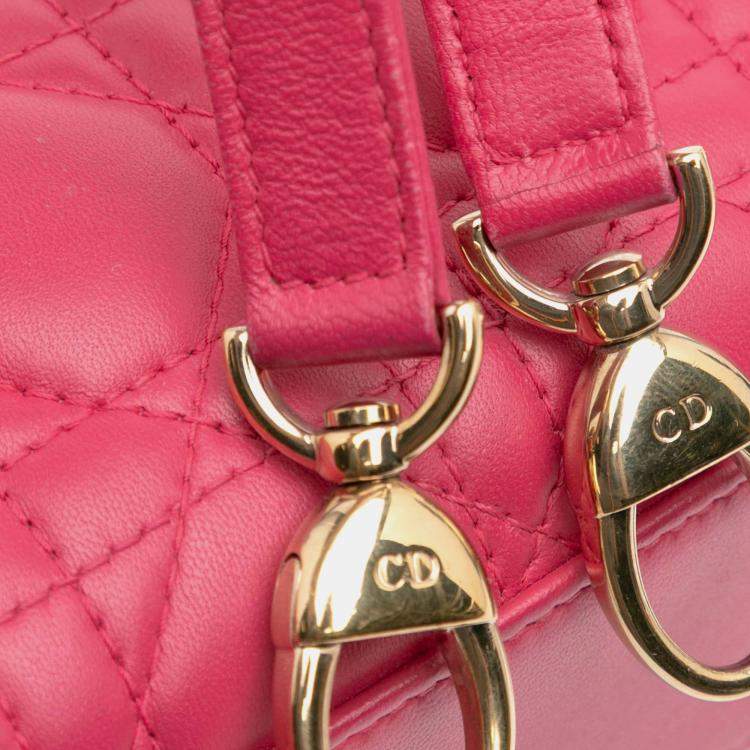 Pre Owned Dior Pink Mini Lambskin Cannage Lady Dior
