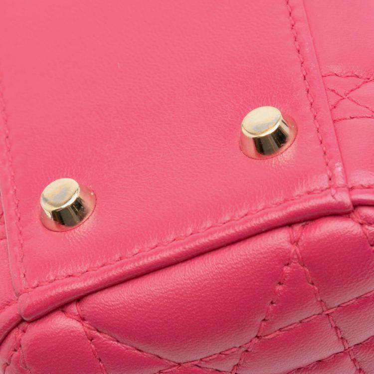 Pre Owned Dior Pink Mini Lambskin Cannage Lady Dior