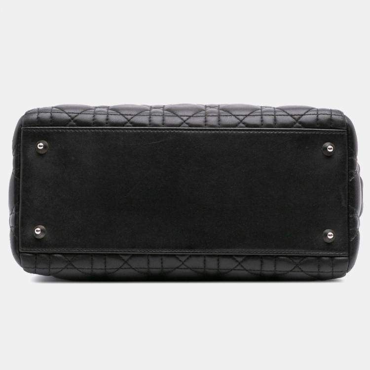 Pre Owned Dior Black Medium Lambskin Cannage Lady Dior
