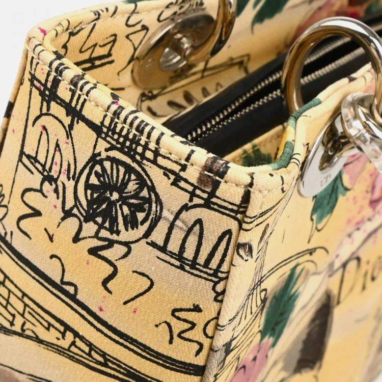 Pre Owned Christian Dior Beige Canvas Lady Dior 2way Handbag