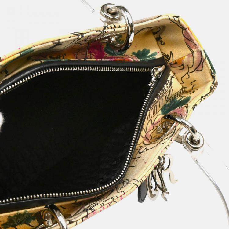 Pre Owned Christian Dior Beige Canvas Lady Dior 2way Handbag