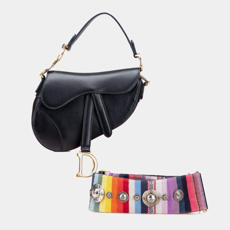 Pre Owned Dior Black Mini Leather Saddle Bag