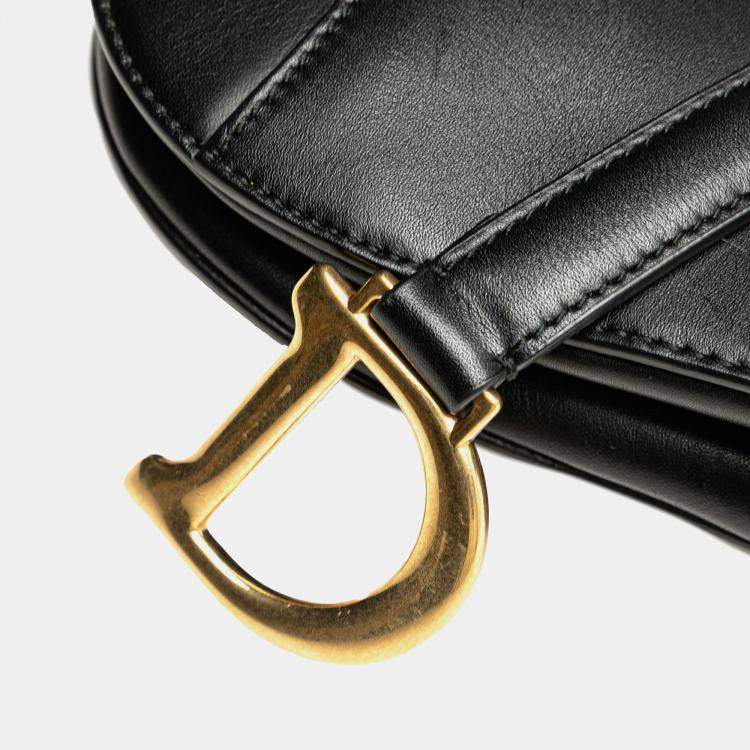 Pre Owned Dior Black Mini Leather Saddle Bag