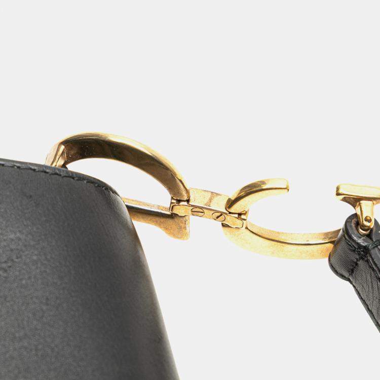Pre Owned Dior Black Mini Leather Saddle Bag