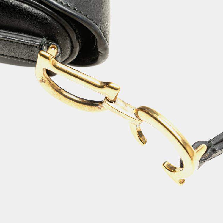 Pre Owned Dior Black Mini Leather Saddle Bag