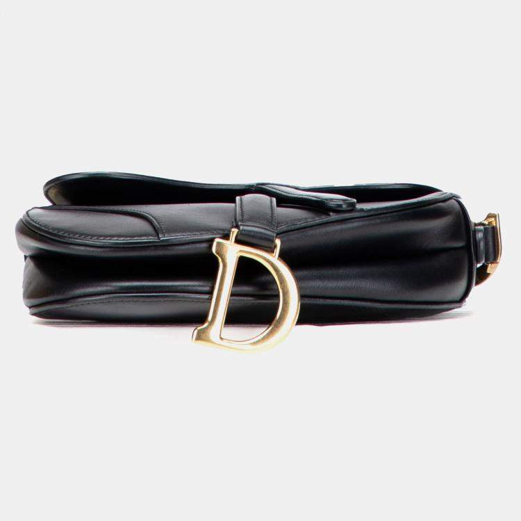 Pre Owned Dior Black Mini Leather Saddle Bag