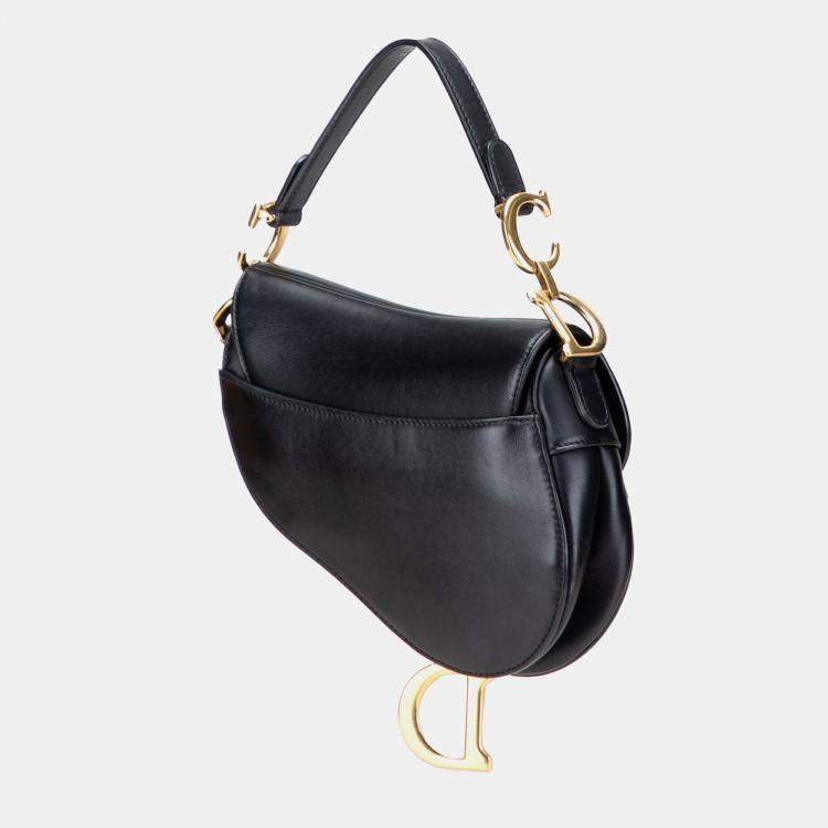 Pre Owned Dior Black Mini Leather Saddle Bag