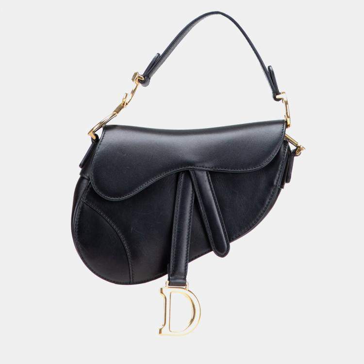 Pre Owned Dior Black Mini Leather Saddle Bag
