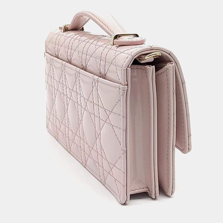Pre Owned Dior Pink Patent Leather Patent My Dior Top Handle Mini Bag