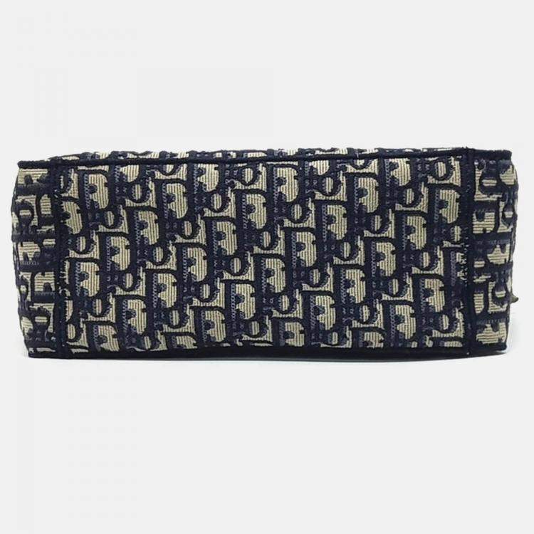 Pre Owned Dior Navy Blue Leather Oblique Camp Messenger Bag
