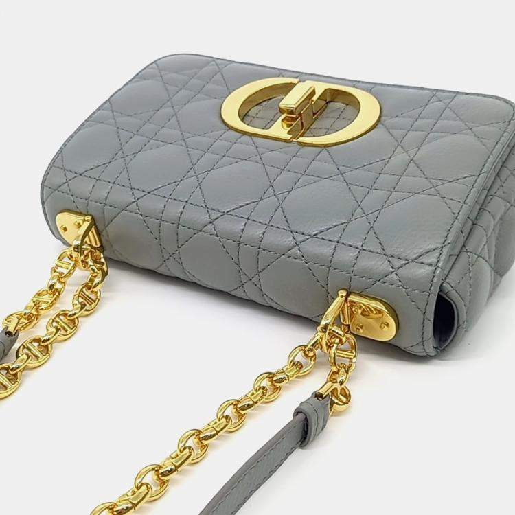 Pre Owned Dior Grey Leather Carobag Small bag