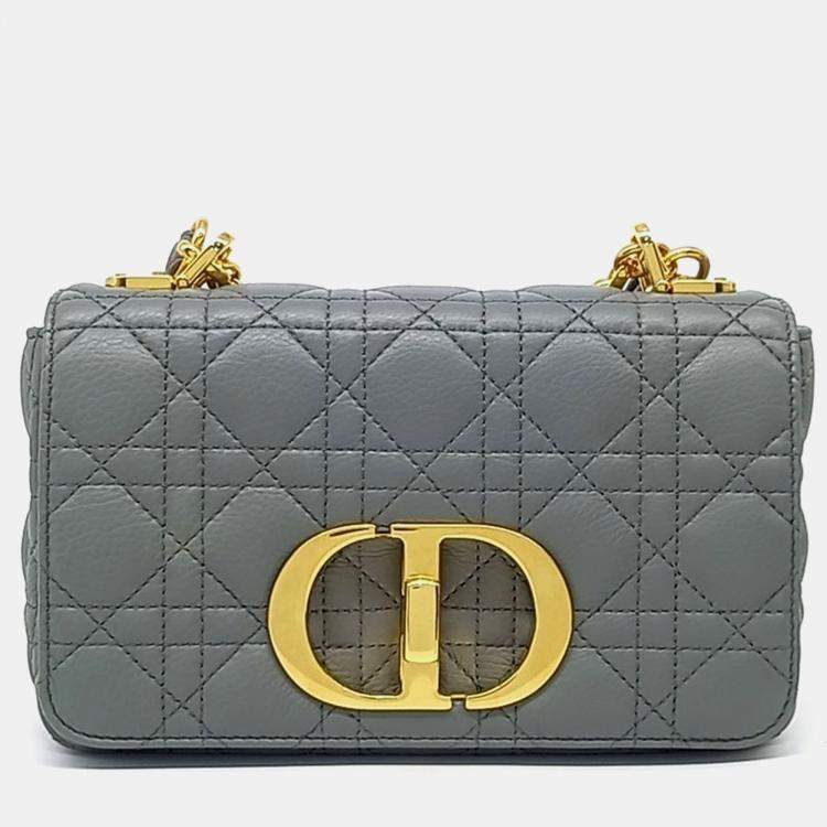 Pre Owned Dior Grey Leather Carobag Small bag