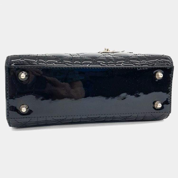 Pre Owned Dior Black Patent Leather Lady Bag Small
