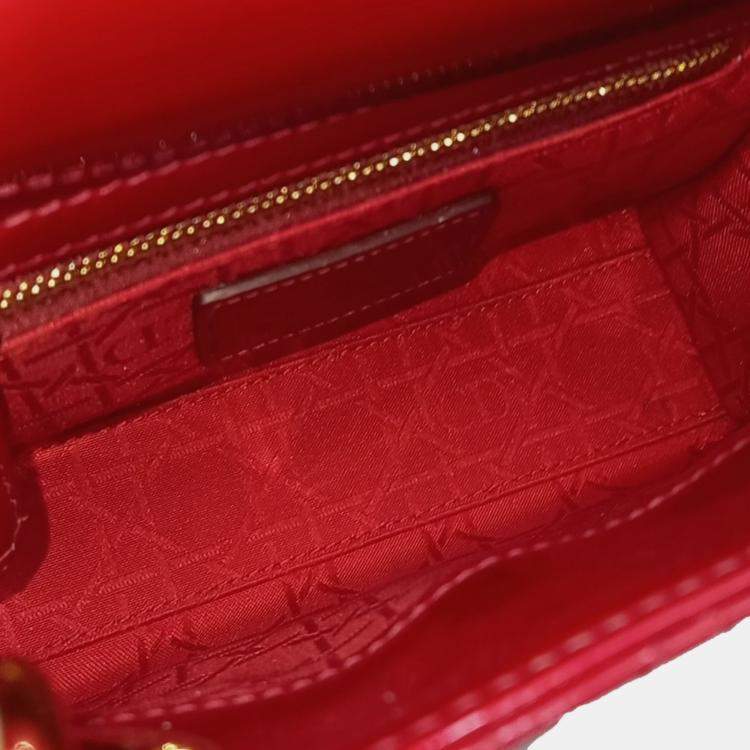 Pre Owned Dior Red Patent Leather Patent Lady Bag Mini