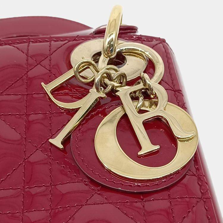 Pre Owned Dior Red Patent Leather Patent Lady Bag Mini