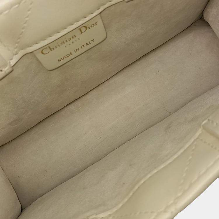Pre Owned Dior White Leather Cannage Book Tote Bag Mini