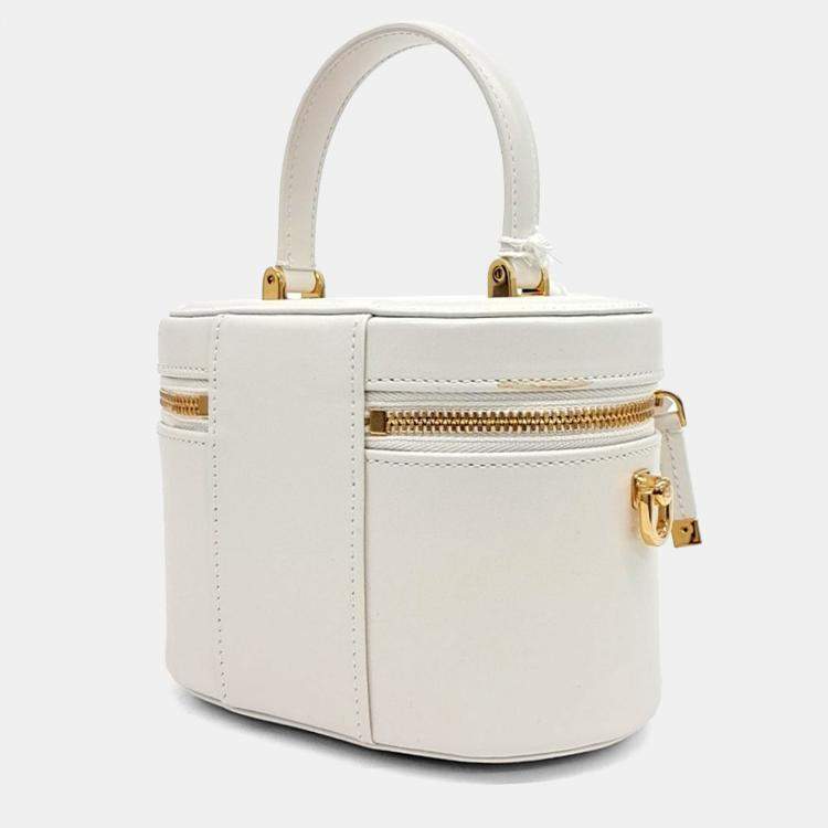 Pre Owned Dior White Leather CD Signature Small Vanity bag