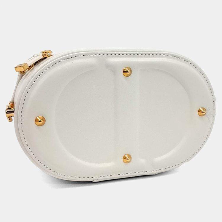 Pre Owned Dior White Leather CD Signature Small Vanity bag