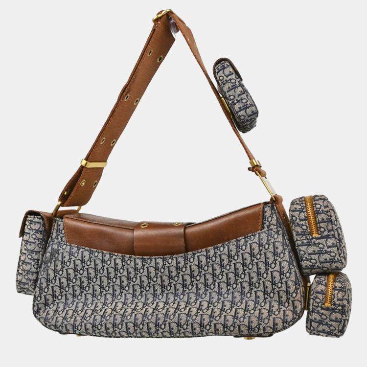 Pre Owned Christian Dior Navy Trotter Street Chic Columbus Shoulder Bag