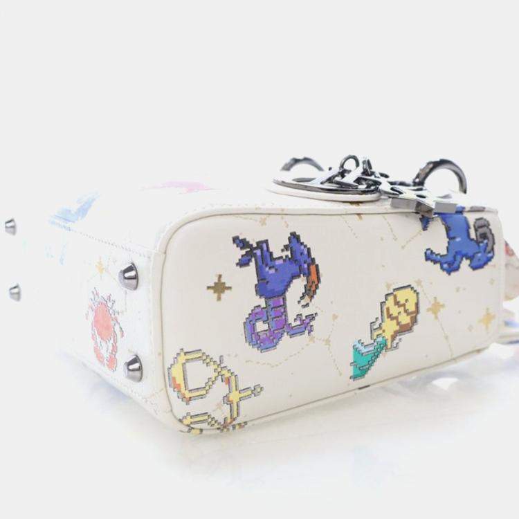 Pre Owned Dior Lady Dior Mini Pixel Zodiac Calfskin Handbag