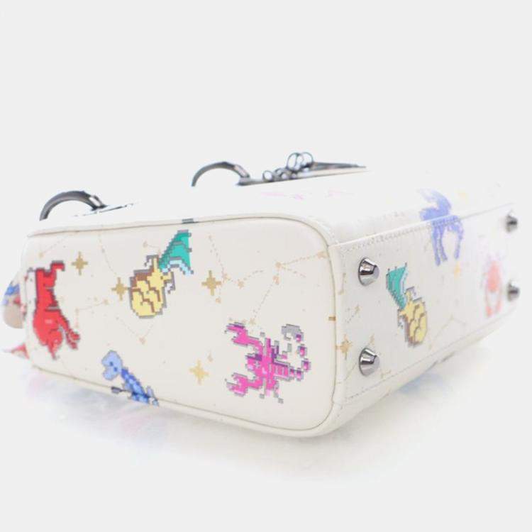 Pre Owned Dior Lady Dior Mini Pixel Zodiac Calfskin Handbag