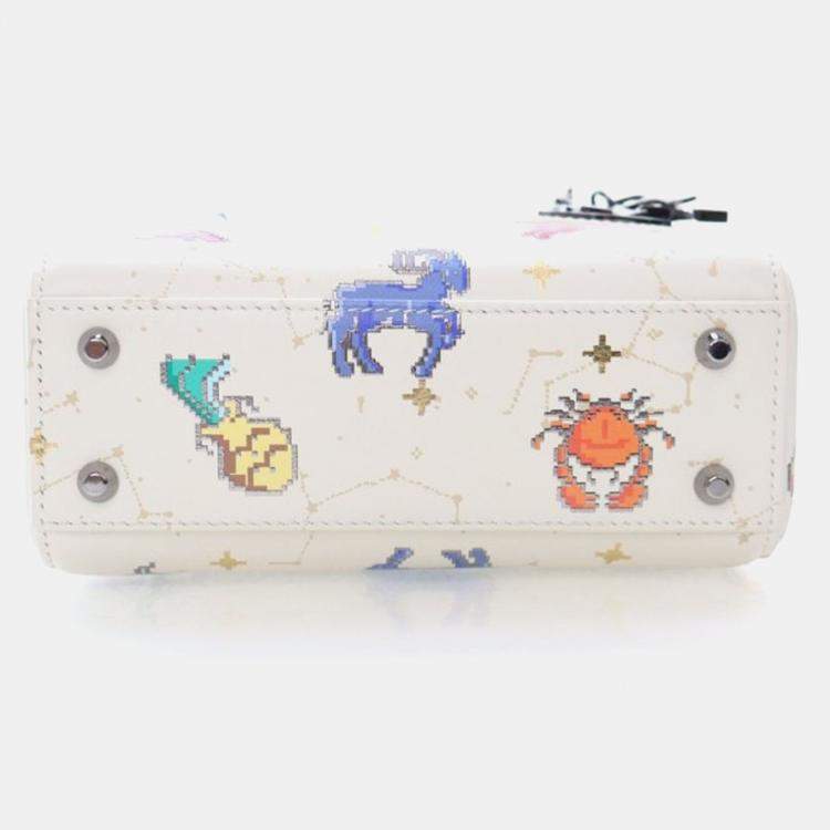 Pre Owned Dior Lady Dior Mini Pixel Zodiac Calfskin Handbag