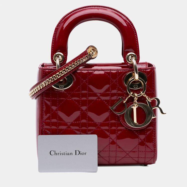 مملوكة مسبقًا Dior Red Mini Patent Cannage Lady Dior