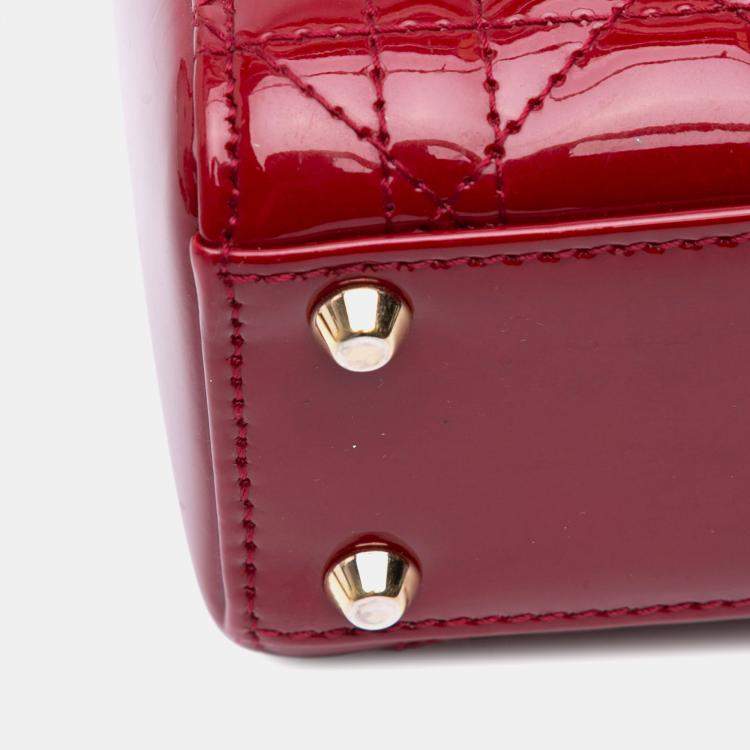 مملوكة مسبقًا Dior Red Mini Patent Cannage Lady Dior