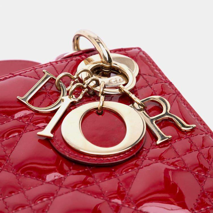 مملوكة مسبقًا Dior Red Mini Patent Cannage Lady Dior
