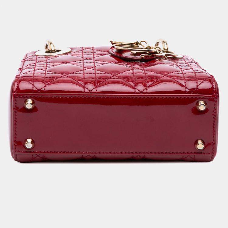 مملوكة مسبقًا Dior Red Mini Patent Cannage Lady Dior