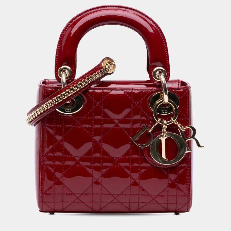 مملوكة مسبقًا Dior Red Mini Patent Cannage Lady Dior