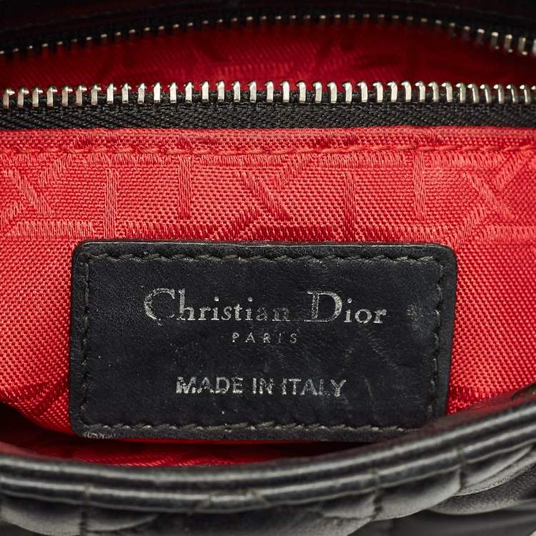 Pre Owned Dior Black Cannage Leather Mini Lady Dior Tote