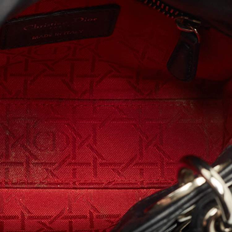 Pre Owned Dior Black Cannage Leather Mini Lady Dior Tote
