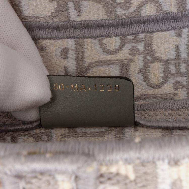 Pre Owned Dior Grey Oblique Canvas Embroidered Saddle Bag