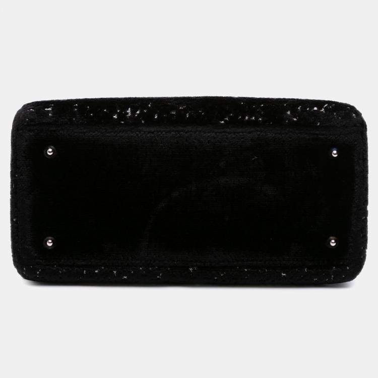 Pre Owned Dior Black Medium Velvet and Canvas Lady Dior