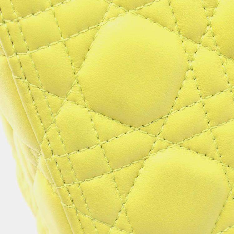 Pre Owned Dior Lady Dior Yellow Leather Shoulder Bag