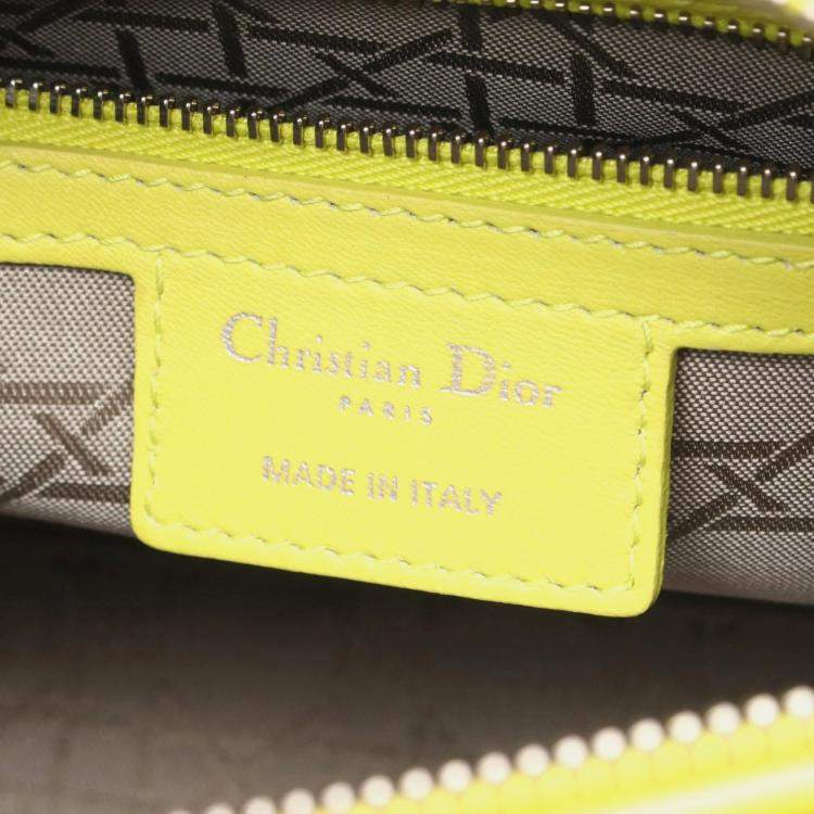 Pre Owned Dior Lady Dior Yellow Leather Shoulder Bag